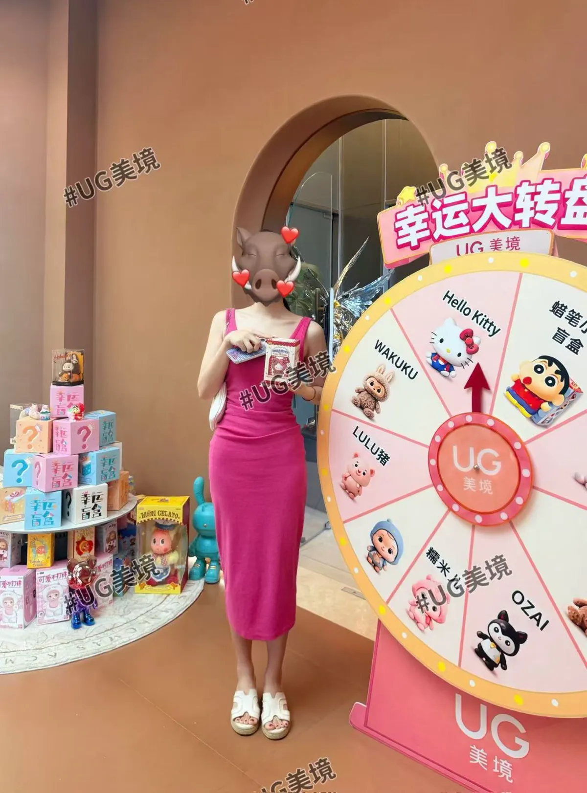 Colourful branded prize wheel installed as part of a retail promotion